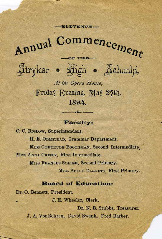 1894 Commencement Program Cover