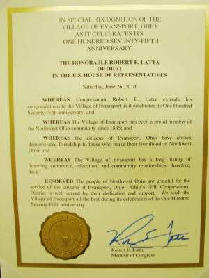 Proclamation from Congressman Latta